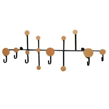 

Polka Dot Wrought Iron Decorative Wall-Mounted Key Holder Wall Storage Hook Iron Hook for Living Room Door Entrance Porch Gold a