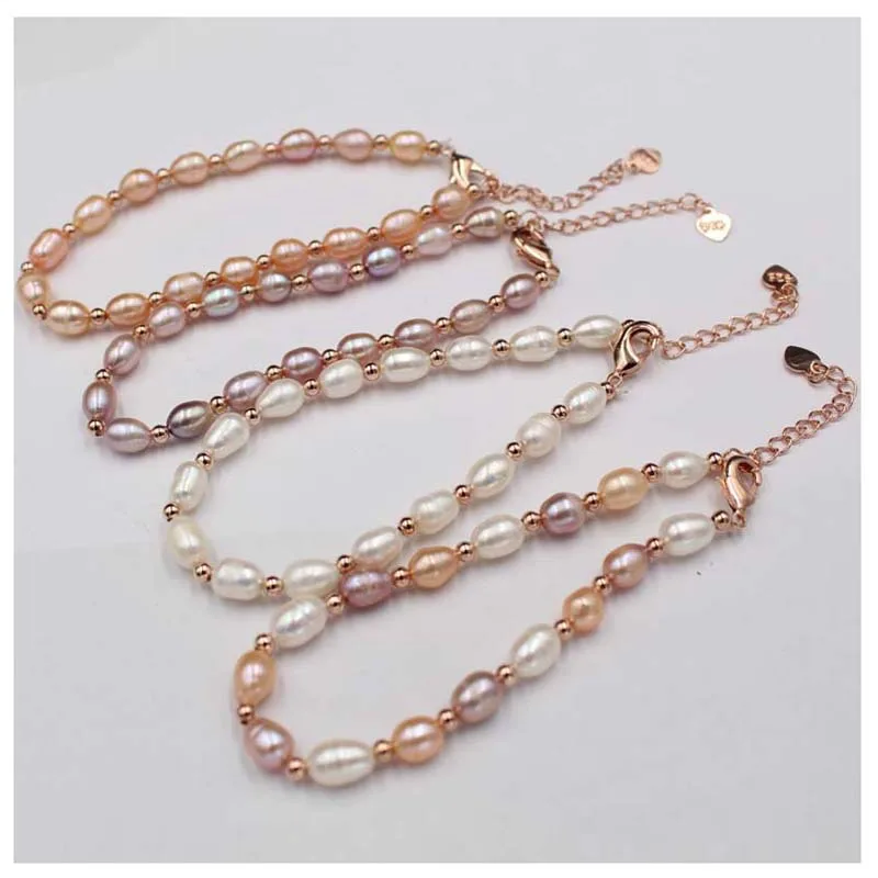 Braccialetti Di Perle D'Acqua Dolce Naturali All'Ingrosso Della Fabbrica Donne Perle Di Riso Colorate Braccialetto Di Perline Braccialetti Di Perle Ma