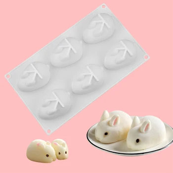 

SJ 6 Hole 3D Silicone Molds Rabbit Shape Silicone Cake Mold Baking Decorating Tools Chocolate Mousse Make Dessert Pan Soap Mould