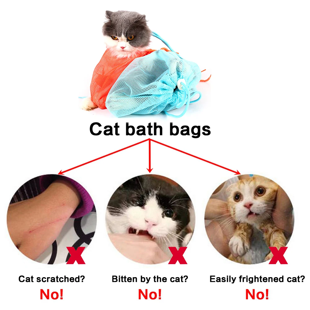 Upgrade Mesh Cat Grooming Bath Bag Cat Supplies Washing Bags For Pet Bathing Nail Trimming Injecting Anti Scratch Bite Restraint Upgrade Mesh Cat Grooming Bath Bag Cat Supplies Washing Bags For Pet Bathing Nail Trimming Injecting Anti Scratch Bite Restraint