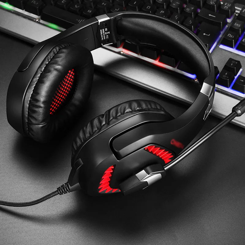 Игровая бас гарнитура наушники K1Bpro черный красный для ПК ноутбук