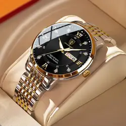 Reloj deportivo informal para hombre, cronógrafo de pulsera de acero inoxidable, esfera grande, de cuarzo, con indicadores luminosos, novedad de 2021
