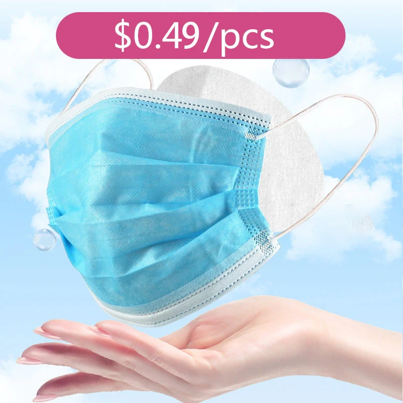 

100/pcs Disposable Mask Adult Prevent Flu 3-layer Filter surgical Mask Protection Antibacterial Antivirus Hospital masks
