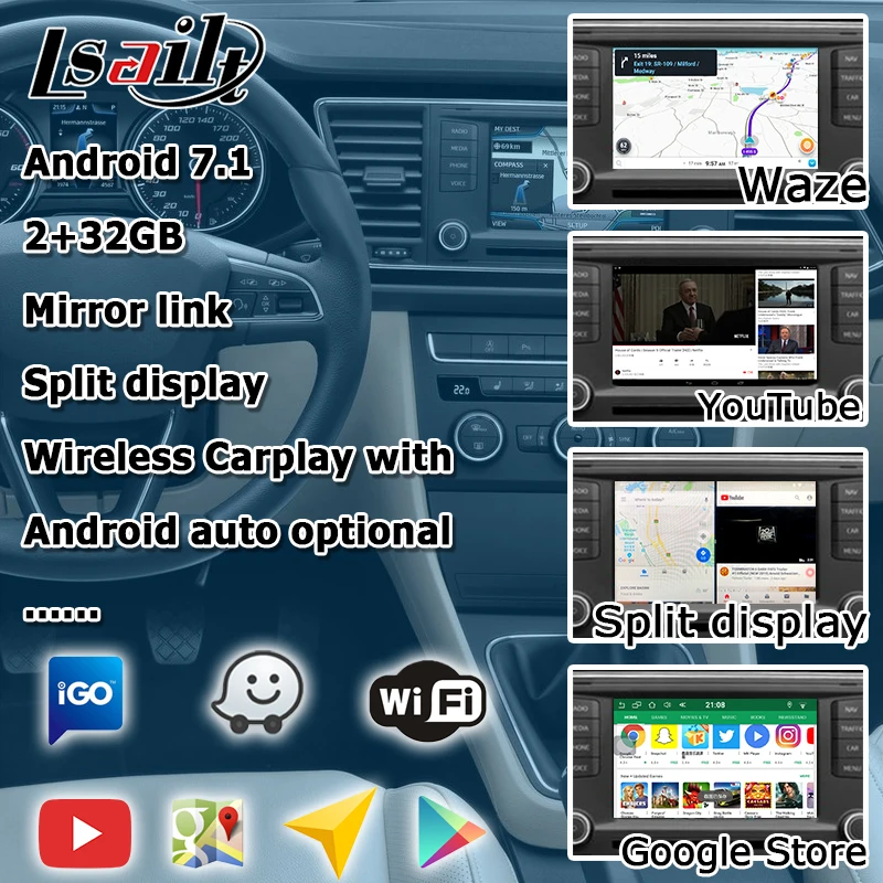 Android/carplay интерфейсная коробка для SEAT Leon Volkswagen Passat Golf7 и т. д. навигационный видео интерфейс MIB MQB 6,5 8 9,2 По LSAILT