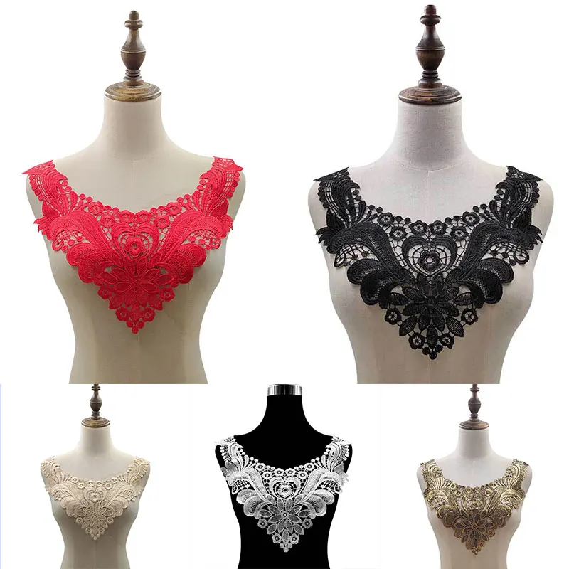

Lace Fabic Neckline Applique Embroidered Applique Fake collar Neckband Neckline Sewing Supplies Scrapbooking Flowers Lace collar