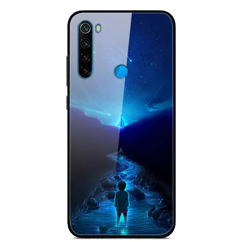 Чехол для Redmi note 8 T, жесткая задняя крышка из закаленного стекла для Xiaomi Redmi Note 8 T, защитный чехол для телефона, силиконовый бампер, чехол для Note8T 8 T
