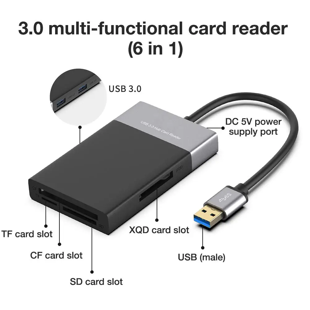 Устройство для чтения карт памяти USB 3 0 6 в 1 2 порта | Компьютеры и офис
