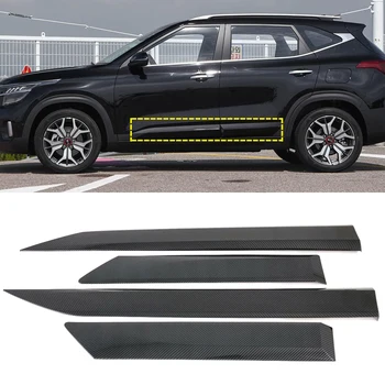 

Car Styling Carbon Fiber Color Exterior Door Body Side Molding Line Trim 4pcs For Kia Seltos 2019 2020