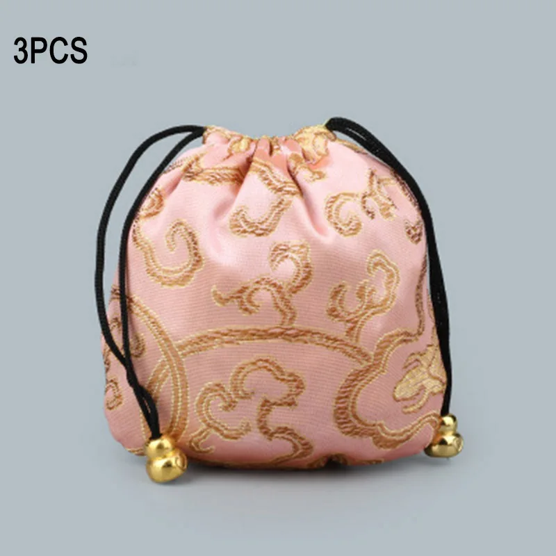 3 шт./компл. парчи ювелирные изделия мешочек на шнурке Подарочный кошелек для монет Сумки C55 - Цвет: Розовый