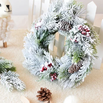 

Artificial Green Christmas Garland Wreath Xmas Home Party Christmas Decoration Pine Tree Rattan Hanging Ornament For Kids