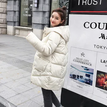 

2019 New Cotton Coat With Hood Women Padding Zipper Coat Winter Cotton Long Sleeve Thick Warm Bread Bag Parker Solid Coat Female