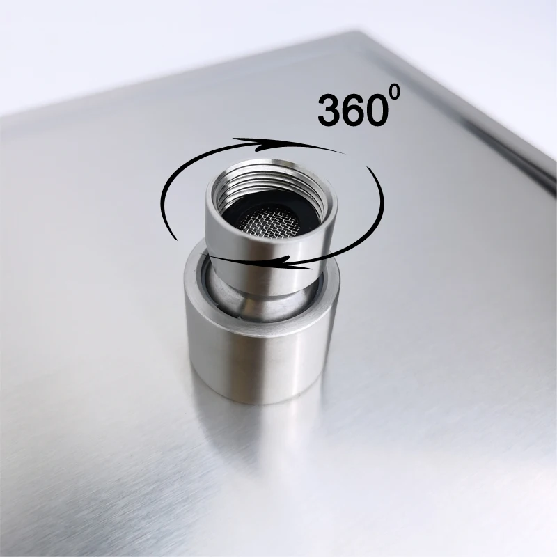 Brushed Nickel Overhead Shower Arm Head Shower 304 Stainless Big Square Round Stainless Steel Brushed Oval Modern Indoor Outdoor
