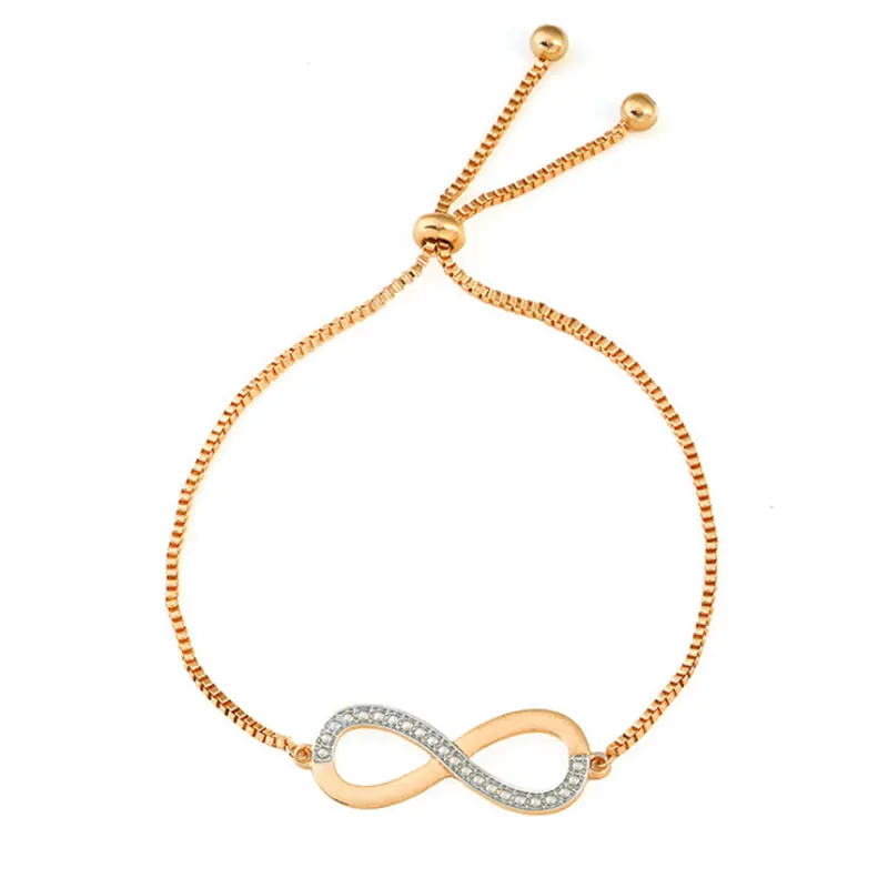 Бесконечность, регулируемые браслеты для женщин, AAA кубический цирконий, серебряный цвет, цепочка, браслет и браслет, Femme, свадебные ювелирные изделия