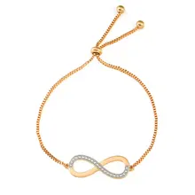 Бесконечность, регулируемые браслеты для женщин, AAA кубический цирконий, серебряный цвет, цепочка, браслет и браслет, Femme, свадебные ювелирные изделия