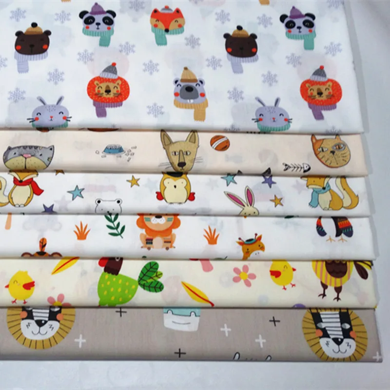 

100% cotton Cartoon printing fabric Animal combination DIY baby bedding handmade patchwork quilting cloth bundles