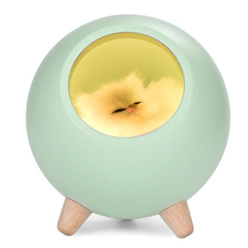 

Creative Products Cat Usb Charging Night Light Atmosphere Bedroom Warm With Sleeping Lights(Green)