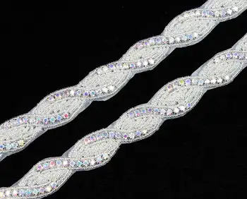 

10Yards Iron On Garment Rhinestone Rhinestone Trim Applique Bead Crystal Diamond Trimming for DIY Crafts