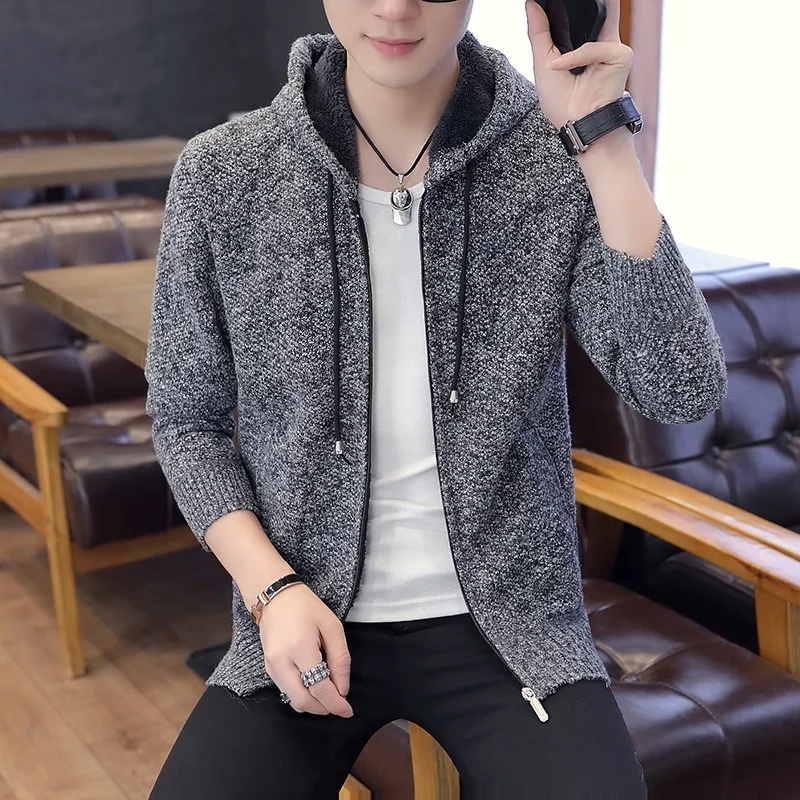 #Special Offers 2019 Autumn Winter New Sweate Cardigan Men Brand Casual Slim Sweaters Male Warm Thick Turtleneck Sweater Teenagers Jacket KK3139