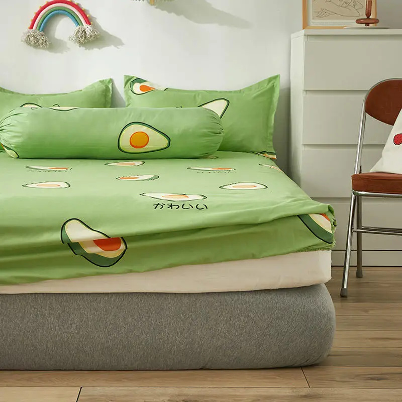 Bonenjoy Queen Fitted Sheet King Size With Elastic Bed Cover For Double Bed Avocado Pattern Mattress Covers(no pillowcase) 2