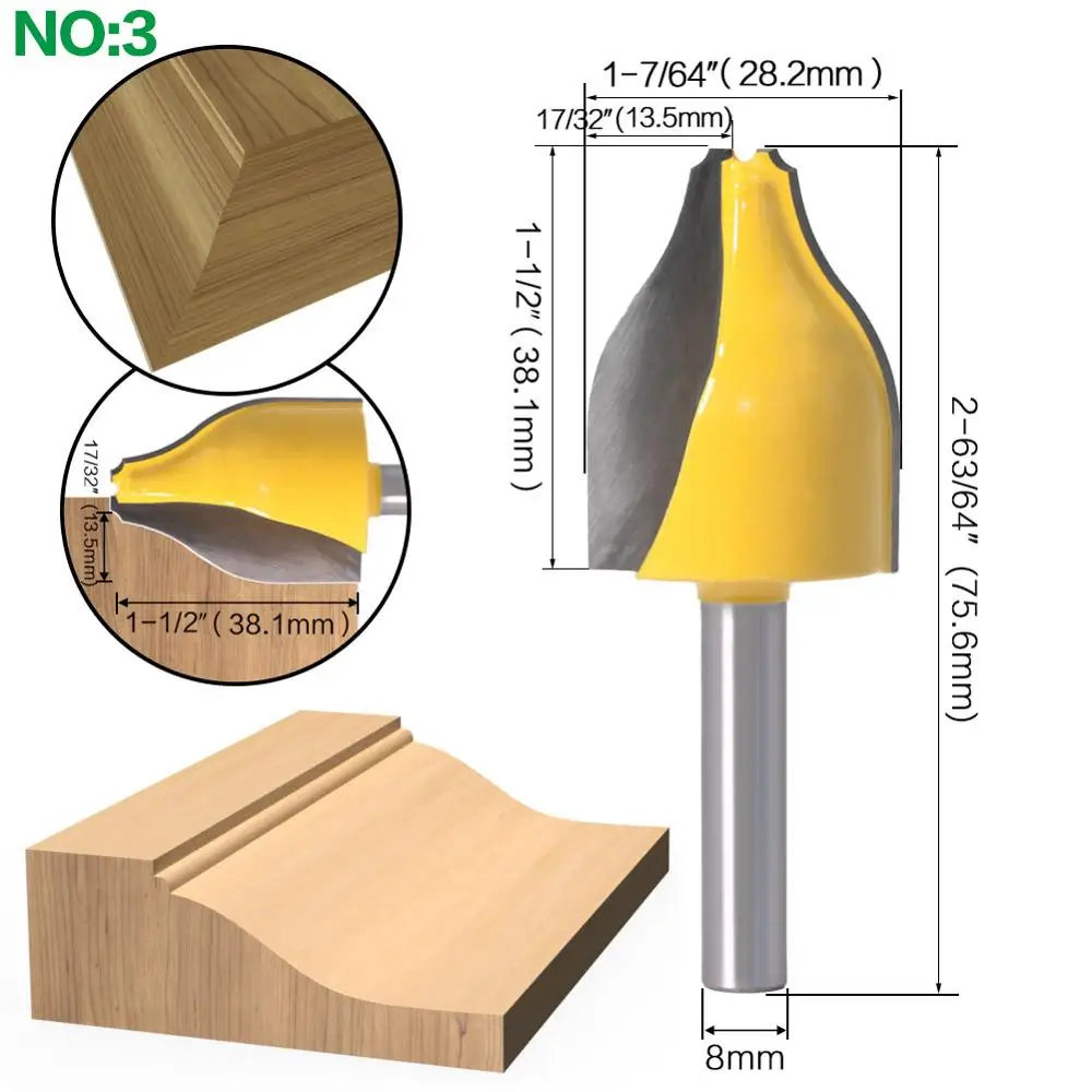 SHERUI 1 шт. 8 мм хвостовик панели рейзер маршрутизатор бит-вертикальный-Ogee бусина-Резак Деревообрабатывающие биты Дерево Фрезерный резак
