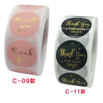 

Pink Paper Label Stickers Gold Thank You Sticker Scrapbooking 500pcs for Wedding Gift Card Business Packaging Stationery Sticker