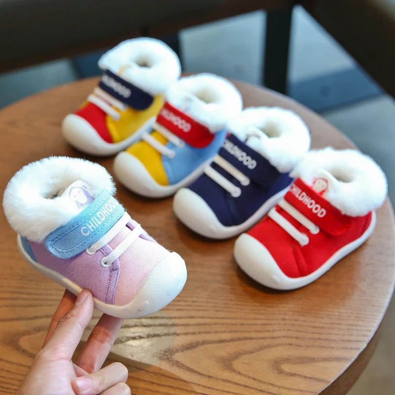 Baby Girls Boys Snow Boots Winter Infant Toddler Boots Warm Plush Outdoor Soft Bottom Non-Slip Child Kids Cotton Shoes