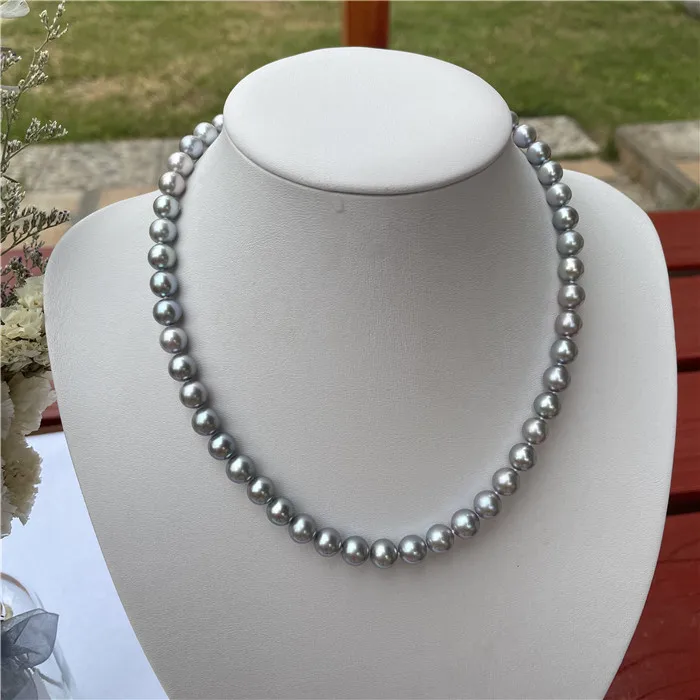 Aaa Salt Sea Gray Color Pearl Round 68mm Necklace 43cm Salt Pearl