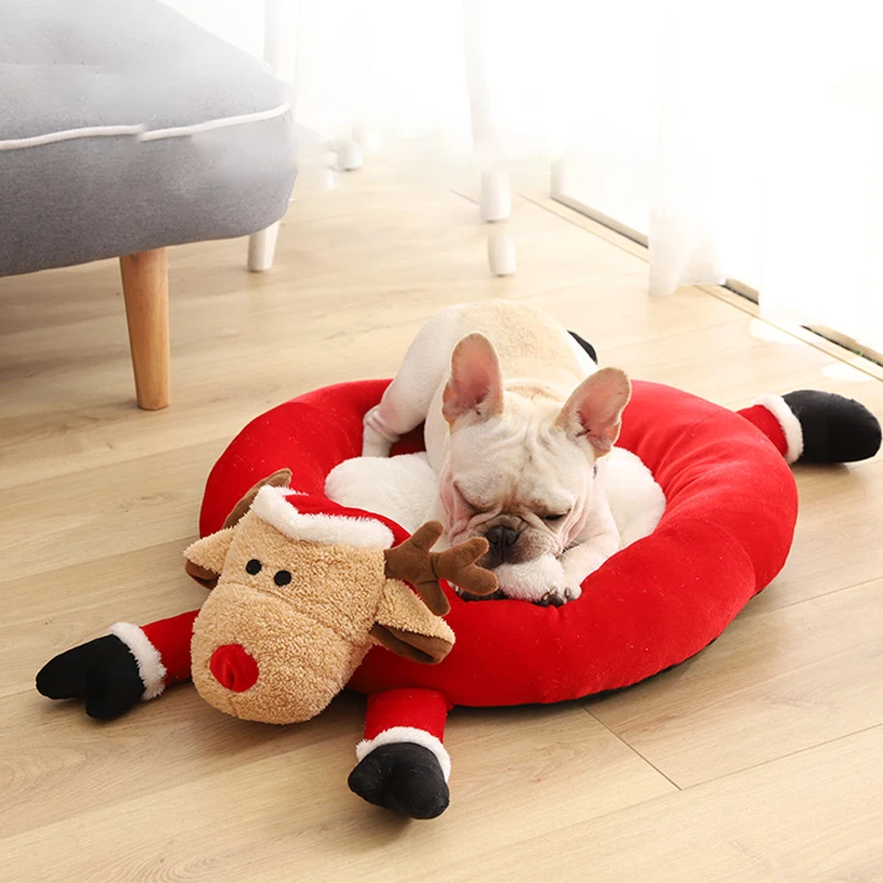 

Christmas Cat Dog Bed House Christmas Sleeping Pet Cat House Home Warm Sleeping Bed New Year Decor Dog Cat Soft Warm Nest Bed