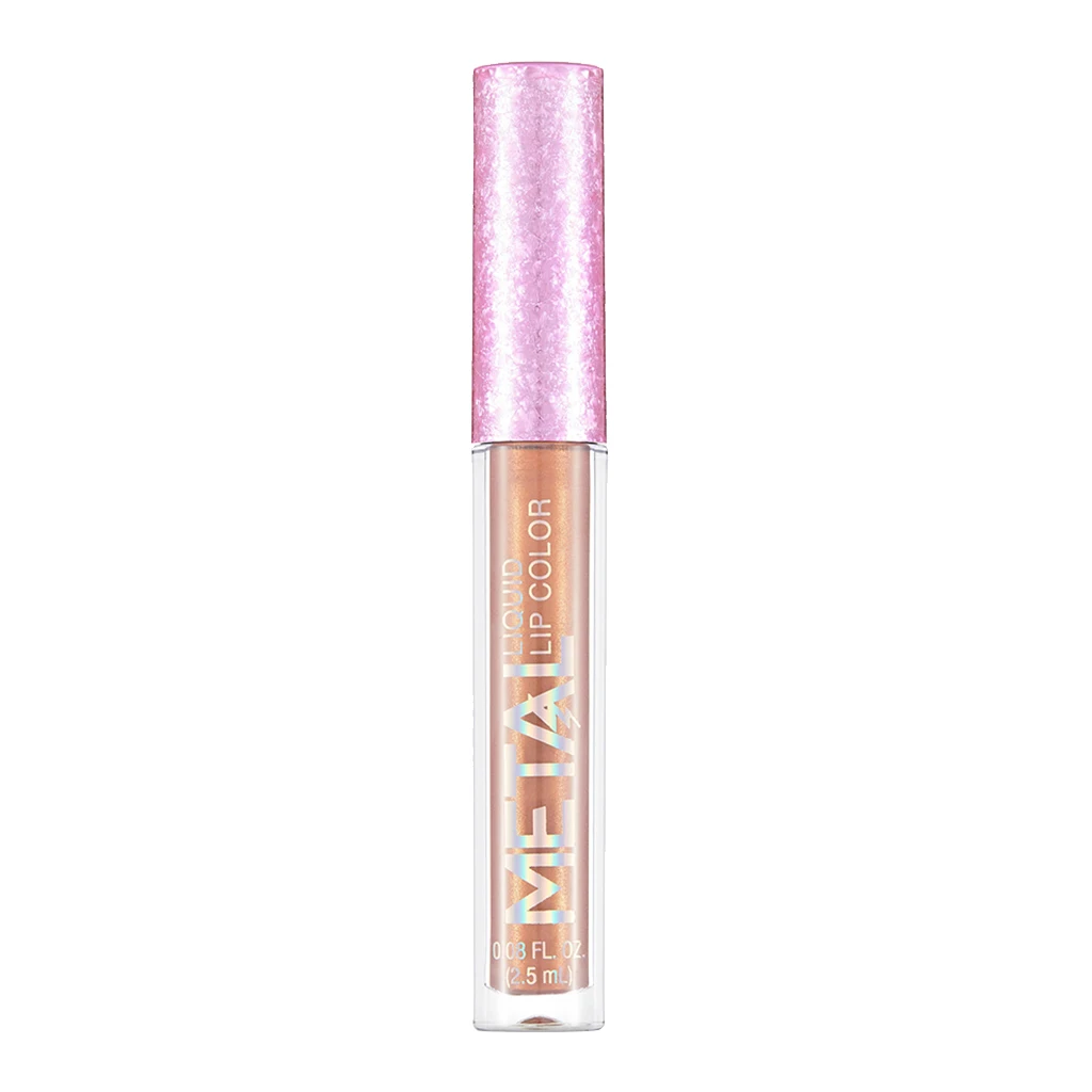 Glitter Liquid Lipstick Lip Gloss, Diamond Shinning Metallic Lipstick Waterproof Long Lasting Moisturizing Lip Gloss Makeup