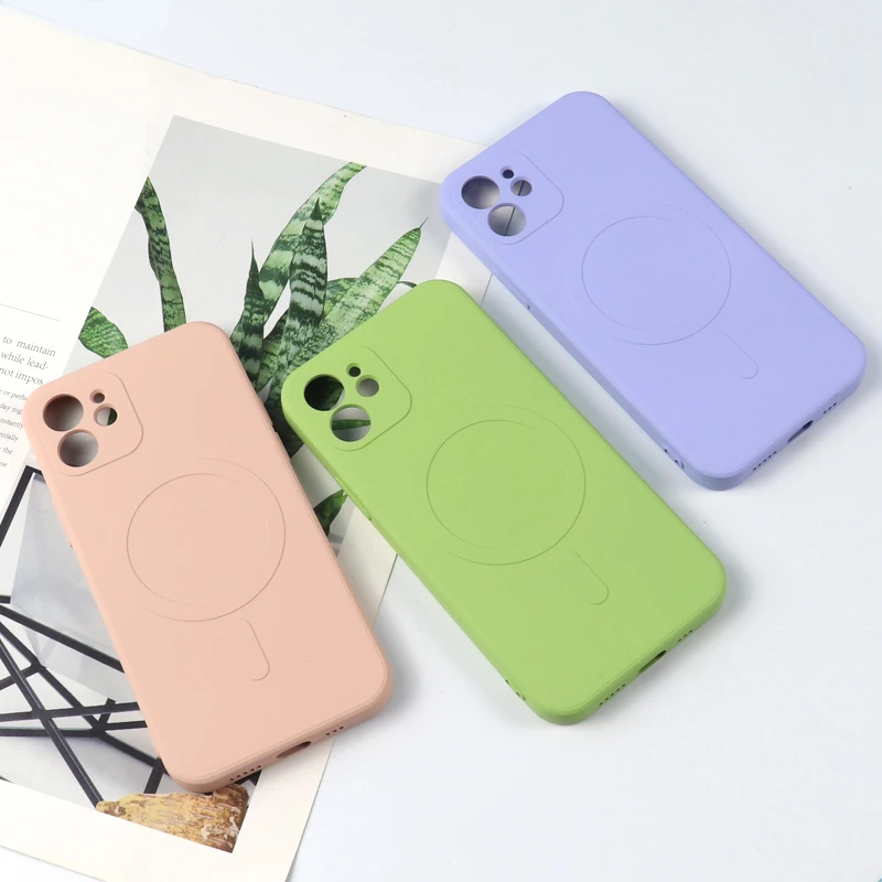 Silicone Magnetic Phone Case For IPhone 13 12 11 Pro Max X XS XR 7 8Plus All-Inclusive Solid Color Drop And Dust Resistance | Мобильные