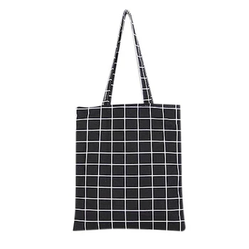 

Women Student Cotton + canvas Fashion Plaid Shoulder Tote Handbag Eco Shopping Large Capacity Canvas Purse Pouch