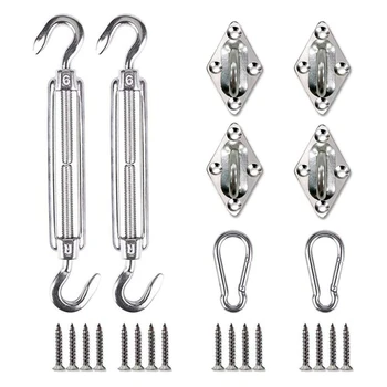 

Patio Shade Sail Hardware Kit Anti-Rust Stainless Steel Mounting Accessory for Outdoor Rectangle Shade Sail Installation