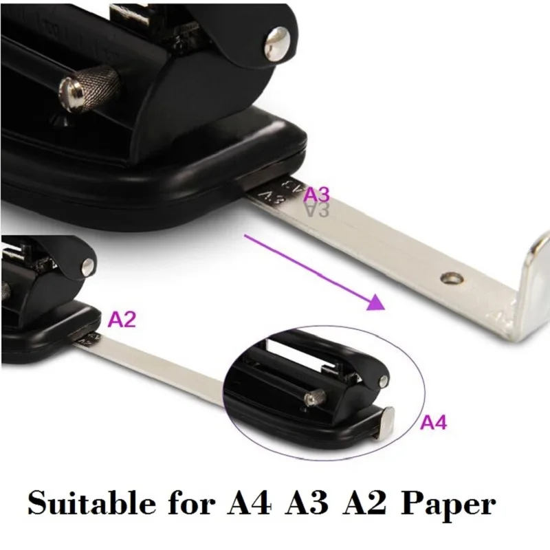마크 눈금자가 있는 조절식 홀 펀치, A2 A3 A4 용지, 한 번에 10 장 용지, 구멍 크기 6mm, 4 홀