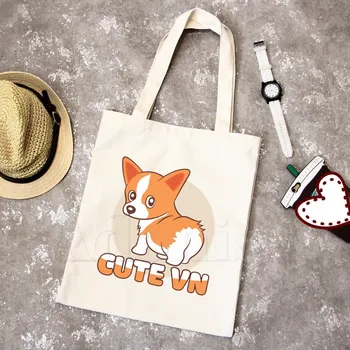 

Cute VN Ladies Handbags Cloth Canvas Tote Bag Shopping Travel Women Eco Reusable Shoulder Bags Bolsas De Tela