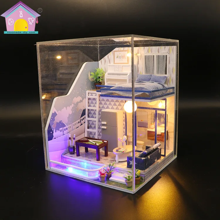 

Hoomeda-diy Stereo Assembled DIY Toy Cabin Creative Birthday Gift Architecture Model Handmade Sand Table