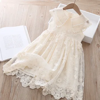 

Princess Dress Summer Lace Pearl Collar Girls Dress