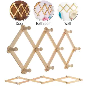 

10 Head Wooden Expanding Clothes Hanger Expandable Coat Rack Holder Shelf Hat Closet Wall Hook Home Decor