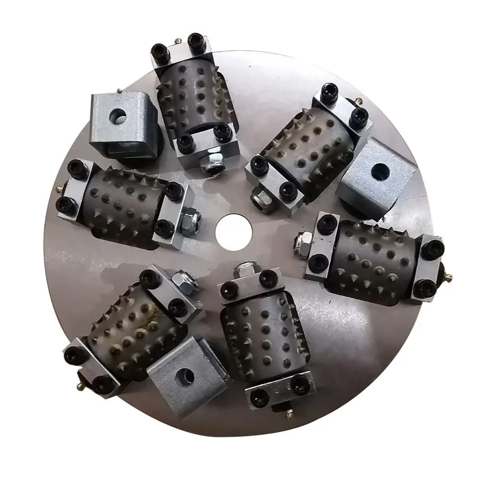 

12 Inch 300MM Single Layer Metal 6 Rollers Rotary Bush Bush Hammer Plate Diamond Abrasive Tool For Grinding Concrete And Stone