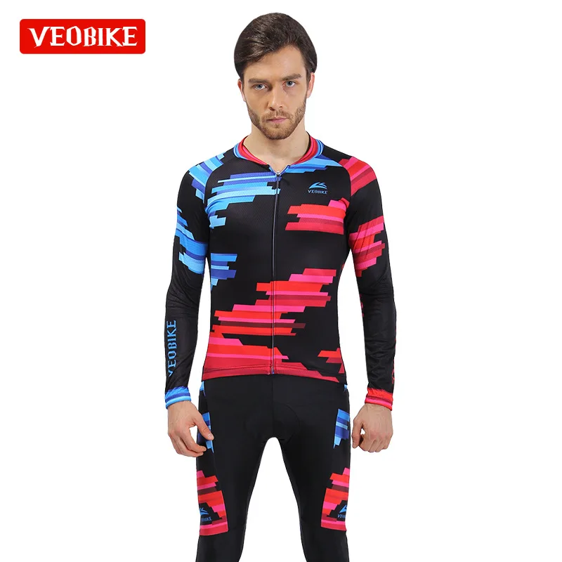 15 Summer Men Cycling Jersey Ciclismo Set Pro Team Long Sleeve Bike Clothing MTB Sportswear Quick Dry Bicycle Clothes - Цвет: 15
