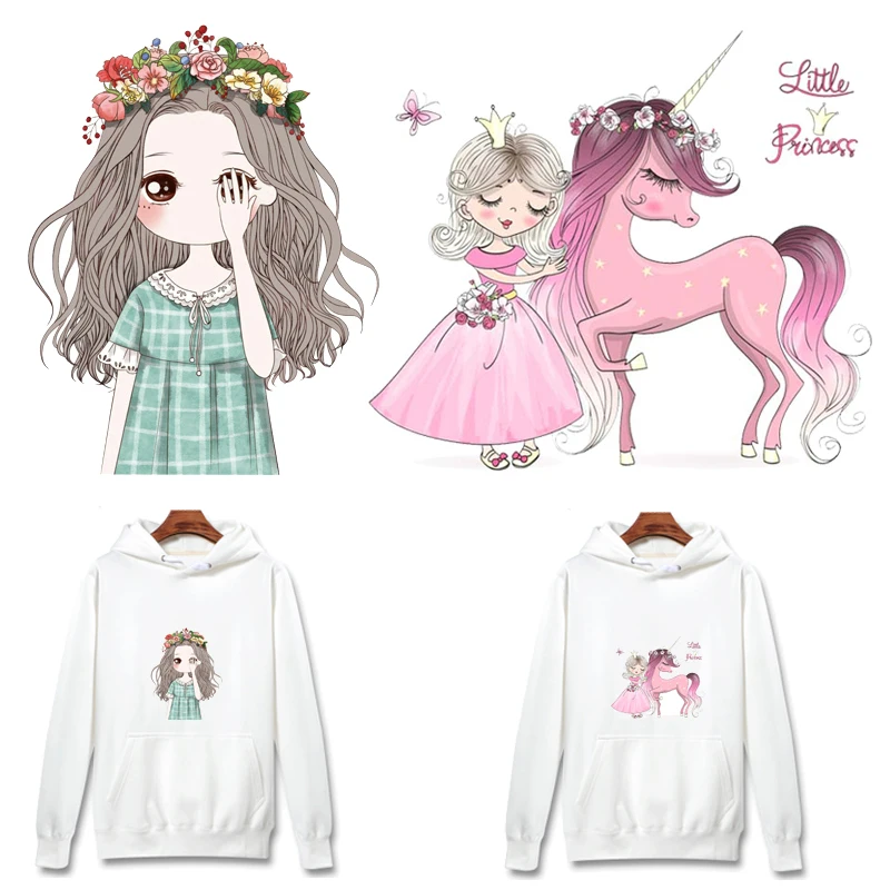 

Prajna Heat Transfer Vinyl Cute Princess Iron On Transfer Patches For Little Girls Clothing Thermal Stickers On Clothes Applique