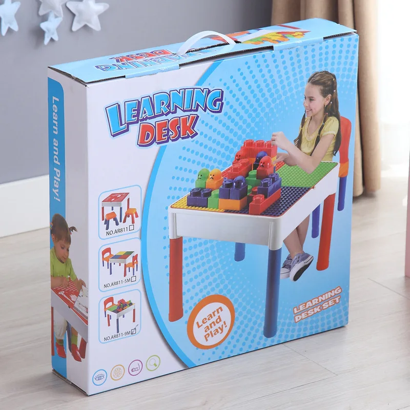 

Children ji mu zhuo Multi-functional Study Table Children'S Educational Assembled Toys Compatible Large Particles ji mu zhuo