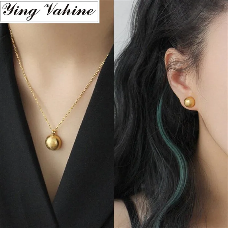 

ying Vahine Stainless Steel Simple Geometric Round Stud Earrings for Women Fashion Jewelry