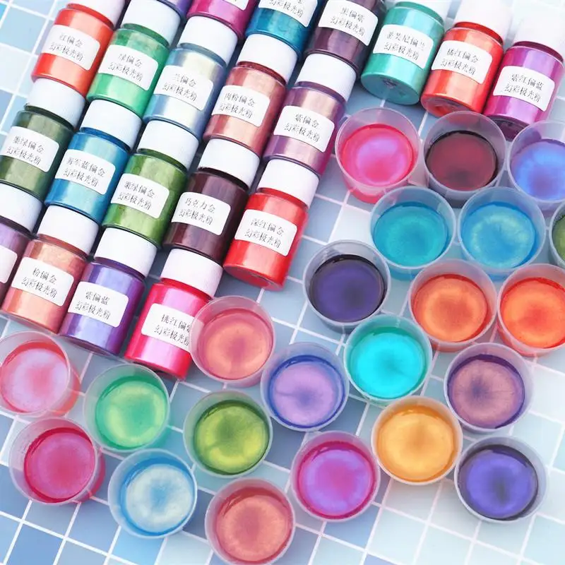 10g ayna bukalemunlar Pigment sedefli epoksi reçine Glitter tozu sihirli renksiz reçine renklendirici takı yapımı araçları