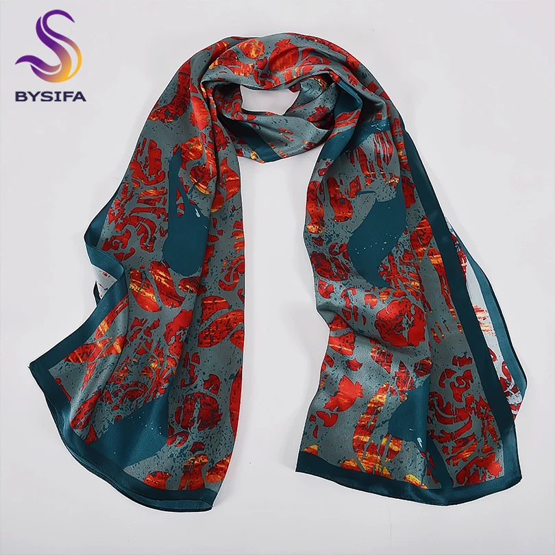 

[BYSIFA] New Red Blue Brand Silk Scarf Shawl Women Luxury 100% Silk Long Scarves Spring Fall Birds Design Ladies Fashion Scarves