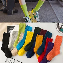 1Pair New Autumn Winter Wear Heap socks Cute Cotton Solid Color School Style Long Soft Piles Socks Edge Curl Socks For Women