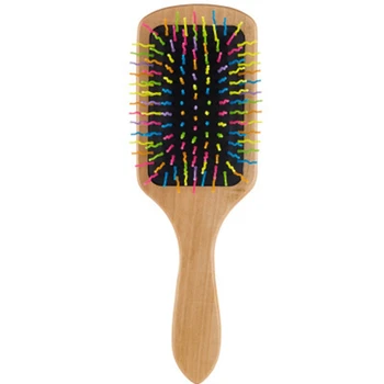 

Natural Wooden Hair Brush, Natural Rainbow Wooden Paddle Hair Brush