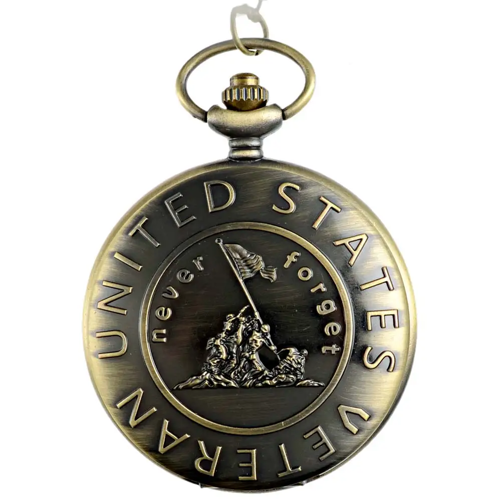 IBEINA Vintage Bronze Veteran Quartz Pocket Watch Classic Men Women Pendant Necklace Gift Clock