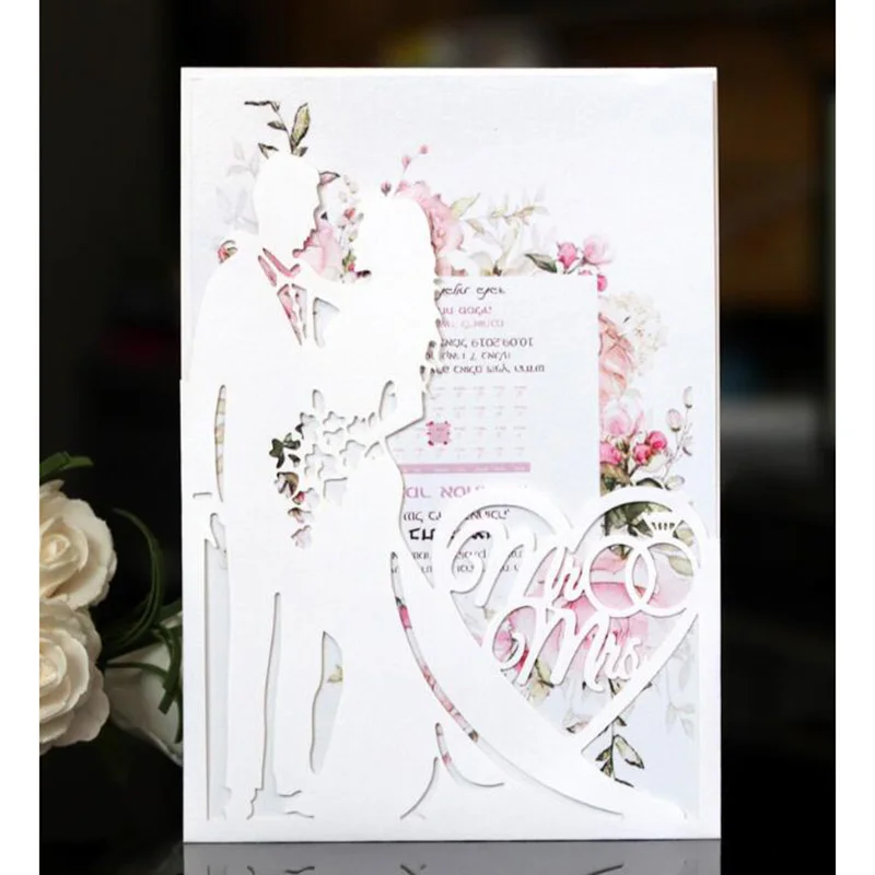 

50pcs Laser Cut Elegant Wedding Invitations Card Personalized Bride And Groom Valentine's Day Wedding Decoration Party Supplies