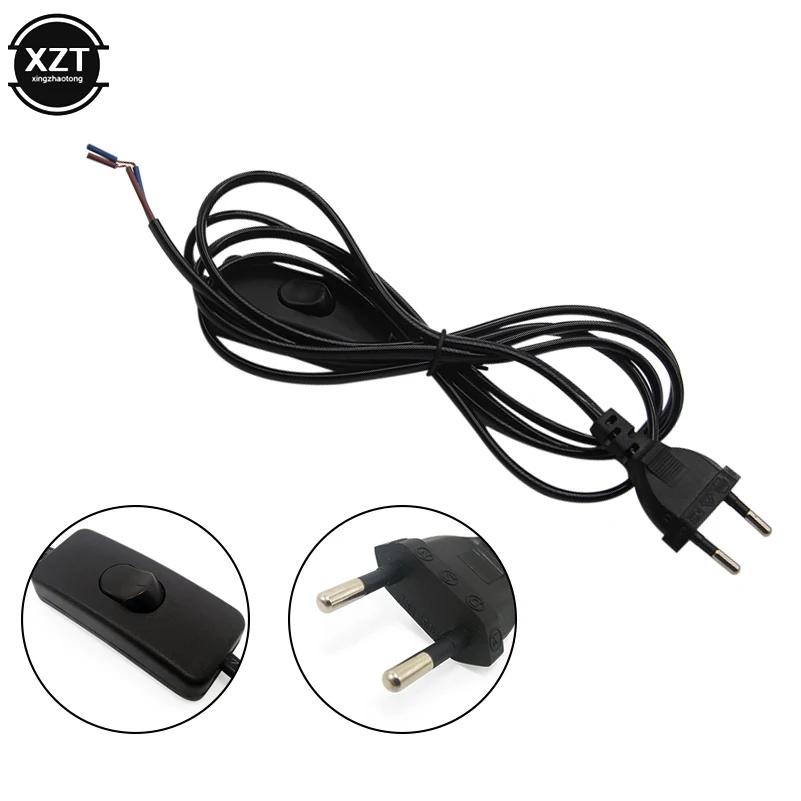 ЕС Plug AC источник питания кабель-удлинитель с переключателем для Светодиодный светильник 2 круглых штыря домашний электрический кабель питания Кабель-адаптер