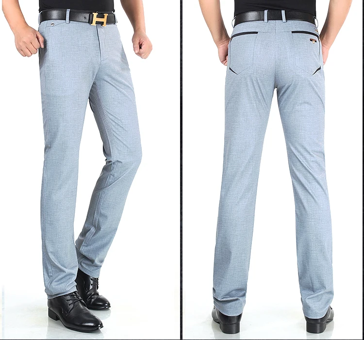 Stretch Pants Business Pants Suit Pants Men Pants Men Stretch Formal Dress Trousers Summer Straight Classic Total Freedom Relaxed Classic Fit Flat Front Pant
